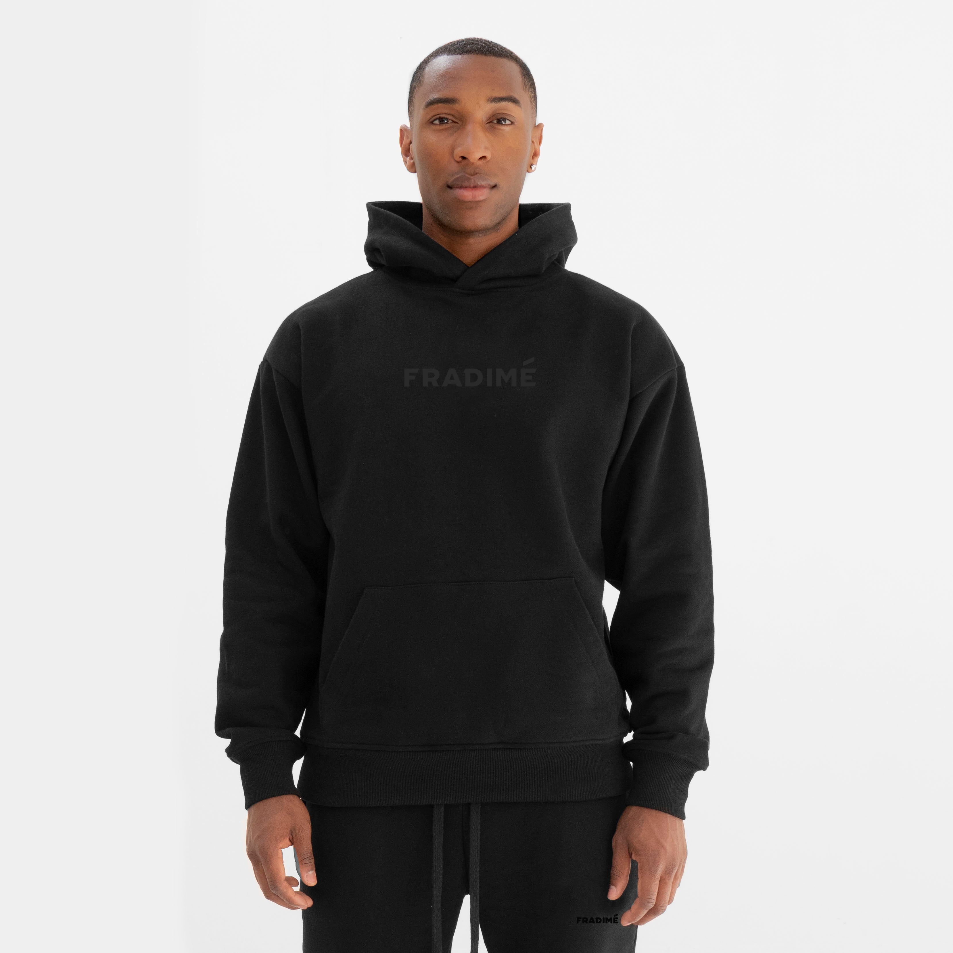 Fundamental Oversized Black-On-Black Logo Hoodie - Black | Fradimé ...